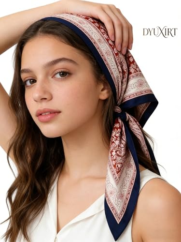 Triangle Shawls Scarf Head Hair Neck For Women Scarves Fashion Silk Feeling Lady Lightweight 51 * 23.6inch - color: K11-red and White Small Patterns（51*23.6inch）