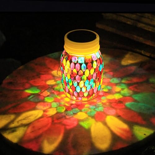 Mosaic Lanterns Outdoor Garden Decor Waterproof Lights,Solar Mosaic Christmas Gifts for Women Mom Grandma Halloween and Garden,Patio,Pathway & Yard Décor (Red) - color: Red