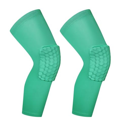 BaronHong Hex Knee Sleeve Compression Pads Knee Pads Wrestling Brace Leg Honeycomb Pad for Volleyball Basketball Adult Youth - color: Green, size: X-Small