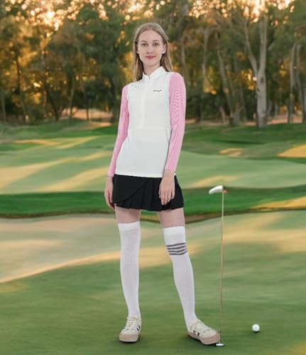 Women's Golf Cooling Shawl Outdoor Sun Protection Arm Sleeves - color: Pink, size: Small-Medium