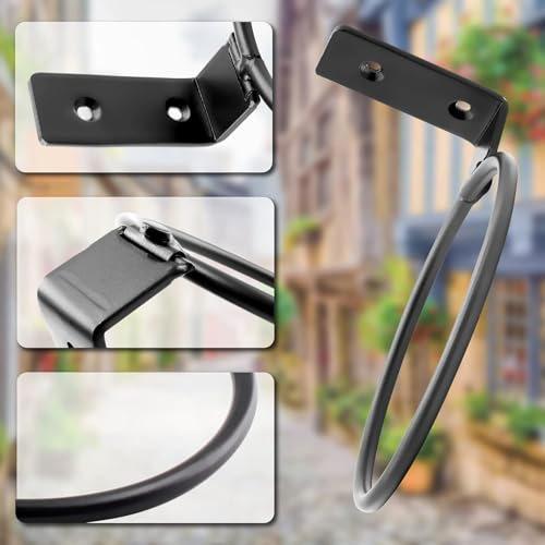 Jiozermi 6 Pack 8 inch Flower Pot Holder Ring, Wall Mounted Black | Flower Pot Holder Ring Wall Mounted Set Wall Mounted Metal Planter Hanger Matte Black Hanging Plant Holder - size: 8 Inch-6Pcs
