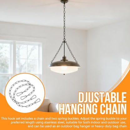 Heavy Duty Stainless Steel Chain, 20 Inch Stainless Steel Swing Chain with 2 Carabiners, Security Chain Suitable for Boxing Punching Bag, Porch Swing Hammock Chair Hanging - color: 20 Inch 2 Pcs