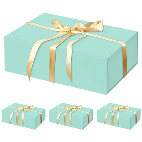 HavrePac 4 Pack Large Gift Boxes 13.8x9x4.3 Inches Luxury Gift Boxes with Lids,Magnetic Closure Gift Box for Present Packaging Box for Mother's Day, Birthdays, Party,Weddings - color: Sky Blue, size: 1 count (Pack of 4)