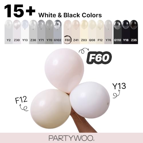 PartyWoo Beige Balloons 155pcs Boho Cream Ivory Neutral Color - color: White-f60