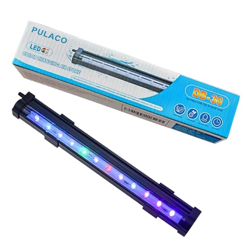 2W Aquarium Fish Tank Air Stone with Automatic Color Changing LED Light (Length -10" for Small Fish Tank) for Aquarium Air Pump