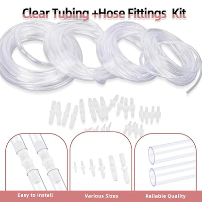 Hilitchi No.1 Clear Tubing Assortment with Hose Barb Fittings Kit Flexible Plastic Tube Hose Set For Home Repair Water Oil Transfer Aquarium - style: No.1