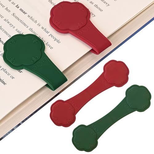 2 PCS Magnetic Silicone Bookmark - Reusable Magnetic Bookmarks for Books, Notebooks for Readers, Students, Teachers - color: Green+red