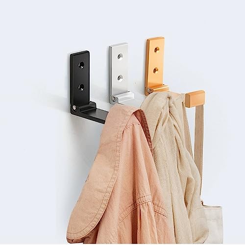 ZEYU Folding Coat Hooks, 10Pcs Wall Hooks for Hanging Coat Towel Hooks Hardware Heavy Duty Aluminum Alloy Headphone Holder Hooks No Rust Wall Mounted with Screws for Bags Fitness Equipment - color: 10Pcs-Black
