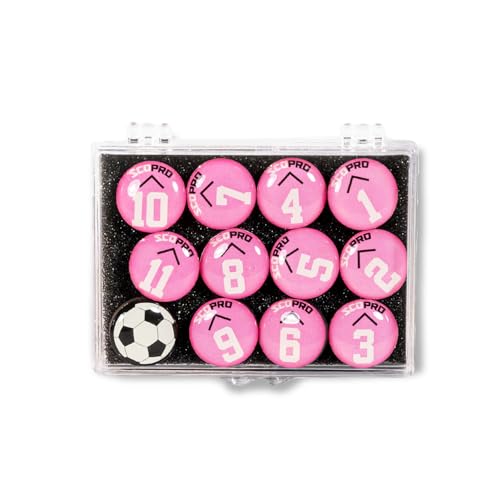 SCOPRO Soccer Coaching Magnets, Numbered Magnetic Player Markers for Soccer Coaching Board and Dry Erase Board Training, Pink