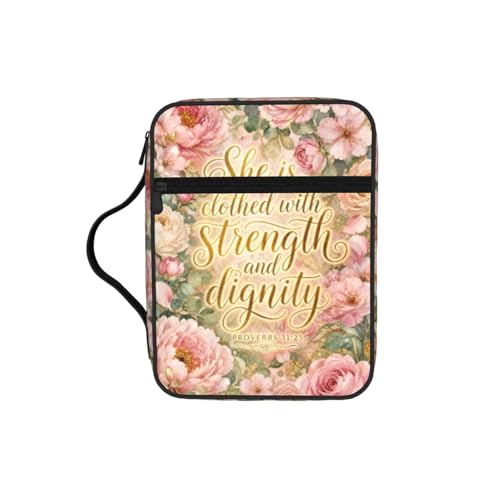 Christian Verse Pink Rose Cherry Blossoms Bible Cover Case for Women Men - color: Pink Cherry Blossoms Floral