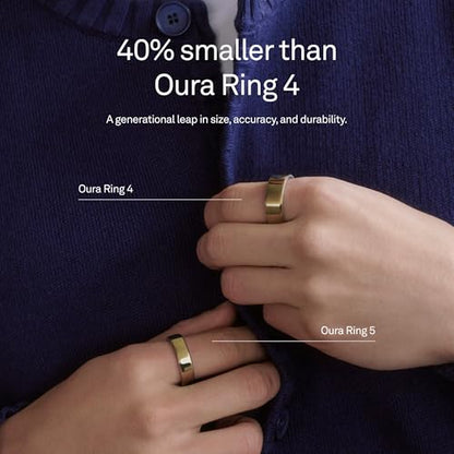 OURA Ring 5 Smart Ring - Brushed Silver - Size 7 - Fitness & Sleep Tracker - color: Brushed Silver, size: 7, style: Ring