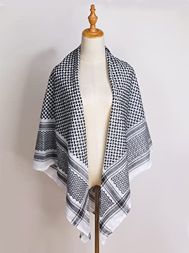 HOMELEX Keffiyeh Arab Head Scarf for Men Sheikh Muslim Turban Saudi Dubai Headwear - color: Black