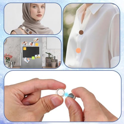 12pcs Strong Hijab Magnets, 0.54x0.26in Multi-Functional No-Snag Matte Round Pinless Hijab Magnets Clips for Women Scarf Shirt Veil Dress Clothes(12 Colors) - color: 12 Colors