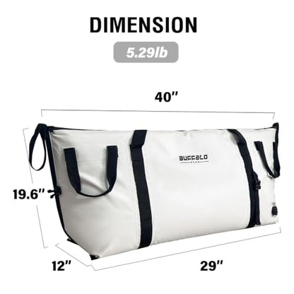 Buffalo Gear Insulated Fish Cooler - 27.5QT 58QT Waterproof Flat Bottom Bag, Leakproof and Fishing Kill Bag - color: White-69QT