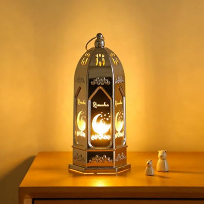 2026 Ramadan Lantern Led Gold Moon Star Castle Night Lights for Home Eid Mubarak Centerpieces Decorations Gifts Islam Muslim Festival Party Table Wall Decoration (Black)