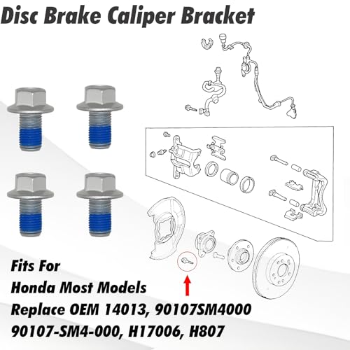 4 Pcs Front Caliper Bracket Bolts Replacement for Select Honda, Acura Models,Replace OE 1990-2018 - 14013, 90107SM4000 - style: Replace 90107-SM4-000