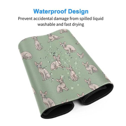 Large Computer Keyboard Mat Sphynx Cats Hairless Naked Cat, Non Slip Gaming Mousepad Office Desk Protection - color: Pattern (160), size: 29.5L x 15.8W inches