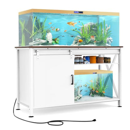 Aquarium Stand with Sliding Door,55-75 Gallon Fish Tank Stand,White - color: White, size: 55-75 Gallon