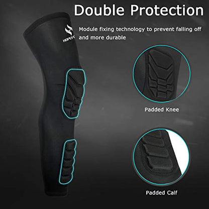 Knee Calf Padded 2 Pack Compression Leg Sleeve Shin Protective Support - size: XX-Large
