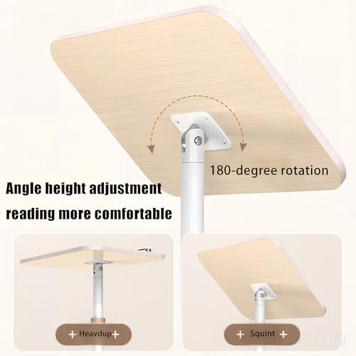 Adjustable Standing Book Stand,Book Reading Stands,Wood Music Sheet，Podium& Bible& Cookbooks Display Stands.Goodbye to Head Down Fatigue Adjustable Viewing Angle (White, 51in) - color: White, size: 51in
