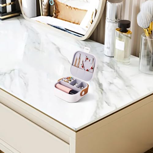 Silicone Jewelry Boxes Present Box,PU Leather Travel Jewelry Case,Mini Jewelry Box Travel Jewelry Box Jewelry Gift Boxes Necklaces Earrings Bracelets Boxes for Women,White - color: White
