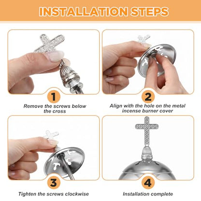 Zonon 1 Set Incense Burner with Tong, Frankincense Charcoal Incense Stand Holder, Ideal for Yoga, Spa, Aromatherapy, Home and Christian Church Censer (Silver,Retro) - color: Silver, size: Retro