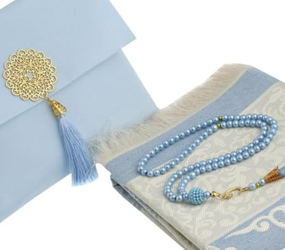 Premium Area Rug for Islamic Prayers - Muslim Prayer Mat and Rug for Men with Arabic Gifts - Traditional Islamic Prayer Rug Islam - سجادة صلاة Included - color: Blue