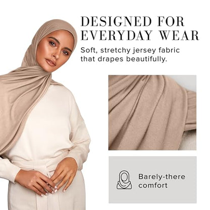 VOILE CHIC 여성용 프리미엄 저지 히잡 스카프 - 이슬람 헤드 스카프 랩 히잡 - color: 바닐라, size: Regular
