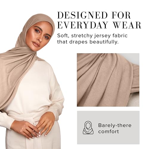 VOILE CHIC 여성용 프리미엄 저지 히잡 스카프 - 이슬람 헤드 스카프 랩 히잡 - color: 바닐라, size: Regular