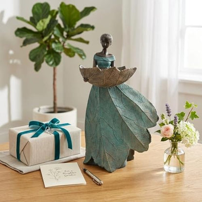 DiliComing Fairy Garden Statues Bird Feeder - 12 Inch Outdoor Fairy Statue - color: Green-12 inch