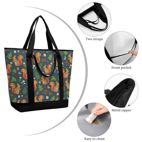 SWEET TANG Cooler Bag, Floral Squirrels Reusable & Leak Proof Food Grocery Bag, Portable Travel Cooler - color: Pattern 99