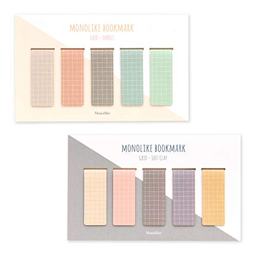 Monolike Magnetic Bookmarks Grid Sunset + Soft Clay, Set of 10 - color: Grid Sunset + Soft Clay Set