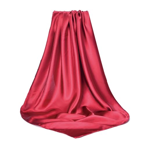 Elegant Satin Jersey Muslim Hijab Scarf Square Soft Head Wrap Scarves Shawl for Women Girls - color: Wine Red(90*90cm)