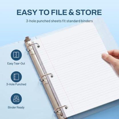 SUNEE 5 Subject Notebook College Ruled - 400 Pages, 9"x11", 5 Pocket Colored Dividers, 3-Hole Punched Paper, Black - color: Black, style: College Ruled