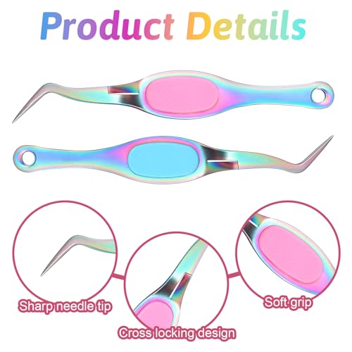 2 Pcs Craft Tweezers Precision Reverse Tweezers Curved Tweezer Soft Grip Bent Fine Point Sticker Tweezer for Scrapbooking Jewelry DIY Electronics Laboratory Work