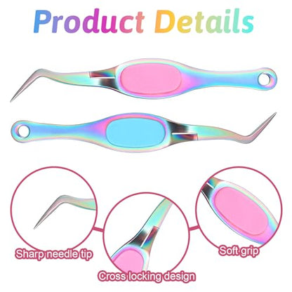 2 Pcs Craft Tweezers Precision Reverse Tweezers Curved Tweezer Soft Grip Bent Fine Point Sticker Tweezer for Scrapbooking Jewelry DIY Electronics Laboratory Work