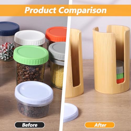2Pcs Mason Jar Lid Organizer, Bamboo Vertical Storage Holder, Mason Jar Accessories, Bamboo Storage Holder for Home Kitchen Organization & Tumbler Lids (Wide Mouth & Regular Mouth) - size: Wide Mouth & Regular Mouth