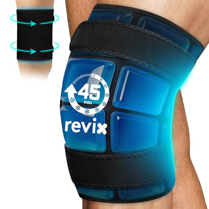 REVIX XXXL Knee Ice Pack Wrap Around Entire Knee, 45-Minute Long-Lasting Ice Pack for Knees with Ice Grid Gel Design, Cold Compress Therapy for Meniscus Tear, ACL (20"×10.7") - style: 1 Pack