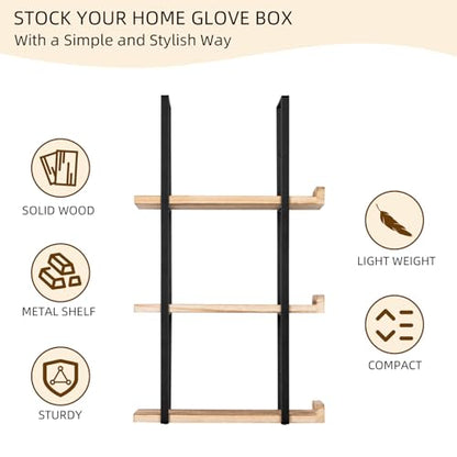Glove Holder Dispenser for Wall Mount Wooden Metal Disposable Latex Glove Box Holder for Home Office, Lab and Garage, Tissue Wire Rack Wall-mounted for Kitchen Organizer Decor