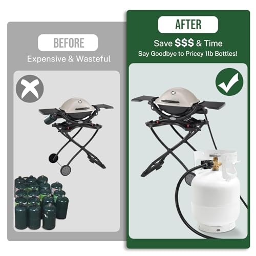 4ft Propane Hose Adapter 1lb to 20lb，Propane Adapter 20lb to 1lb Converter, Propane Tank Adapter Hose 20 lb to 1 lb for Weber Q Grill/Coleman Stove/Blackstone Griddle/Buddy Heater/Weber Traveler - size: 4 Feet Updated