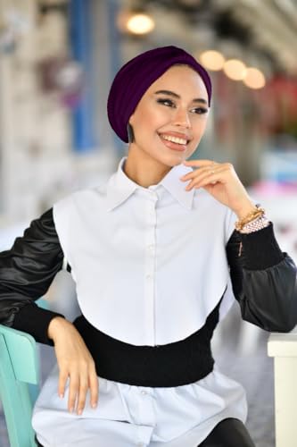 para life Band Turbans for Women, Breathable Instant Turban|Standard Size Stretchable Cotton Sandy|Pre-tied Hijab Cap - color: Plum
