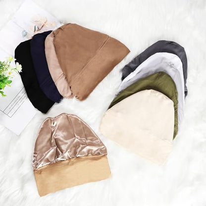Women Under Hijab Cap Islamic Underscarf Turbans for Women Solid Color Hijab Bonnet Caps Muslim Scarf Inner Cap - color: White+light Grey
