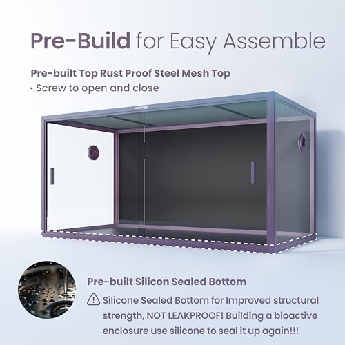 120 Gallon Reptile Tank for Bearded Dragon, Snake, Adult Reptile | Optimal Ventilation & Light Penetration by Rust Proof Mesh Top, Easy Assembly within 6 Steps with Clear Instruction - color: Royal Purple, size: 120 Gallon