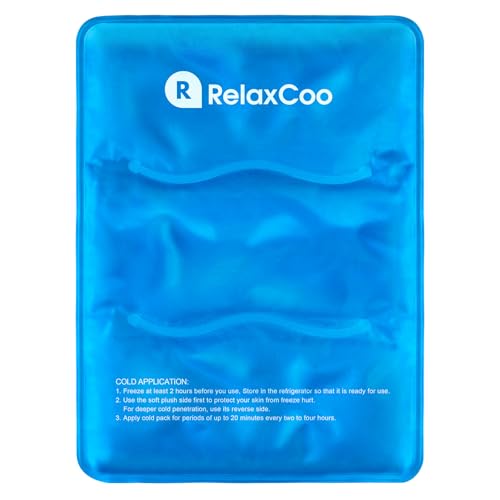 RelaxCoo Large Flexible Ice Pack for Injuries Reusable Gel, 11x14.5 Inches, Cold Compress for Hip, Shoulder, Knee, Back Pain, Swelling, Bruises, Surgery - style: BLUE