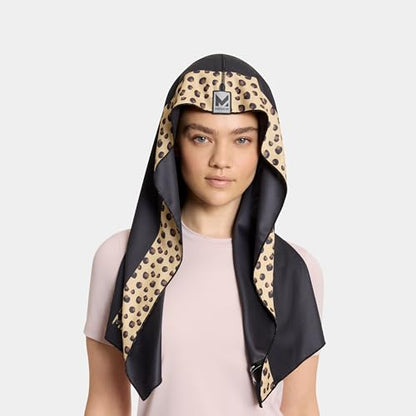 MISSION Cooling Hoodie Towel, Evaporative Cool Technology, Cools Instantly When Wet, UPF 50 Sun Protection, Contours Your Head to Stay in Place, Great for Sports, Fitness, Gym - color: Leopard