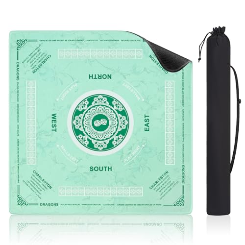 Shipped Rolled Mahjong Mat with Rules Without Creases, 3mm, 32.5" x 32.5" - color: Green