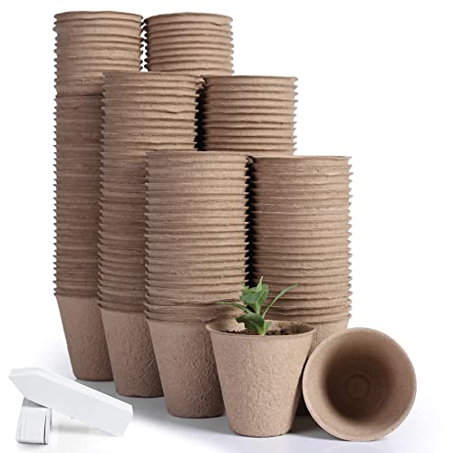 200-Pack 3.15 Inch Peat Pots for Seedling with 200 Pcs Plant Labels,Outdoor Garden Germination Nursery Pots,Biodegradable Seed Starter Pots Kits - style: 200P