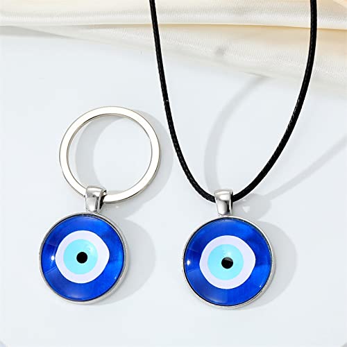 FORUBUS Evil Eye Keyring For Women Men Protection Amulet Keepsake, Turkish Eye Hamsa Hand Key Chains Bring Luck Jewelry - color: C Silver
