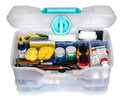 Clear Plastic Organizer - ArtBin - Small Parts Organizer - for DIY Arts & Crafts Storage Boxes & Organizers, Sewing Storage - Storage Box with Compartments, Project Box - Medium (4 Pivot Trays) 6943PB - style: Medium (4 Pivot Trays)
