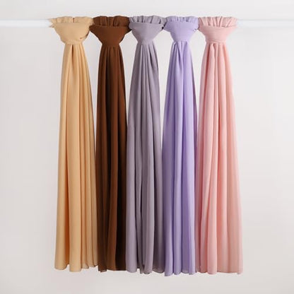 Febfim 4 PCS Muslim Women Soft Premium Solid Chiffon Hijab Scarves Shawl Long Scarf Wrap Scarves with Gift Box - color: 2025 5a